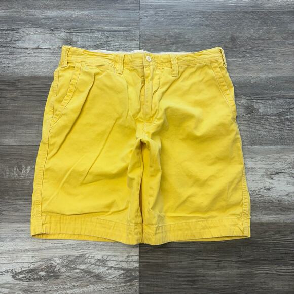 Vintage 90s Polo by Ralph Lauren Yellow Mens 32x9 Relaxed Fit Chino Shorts - Picture 1 of 14